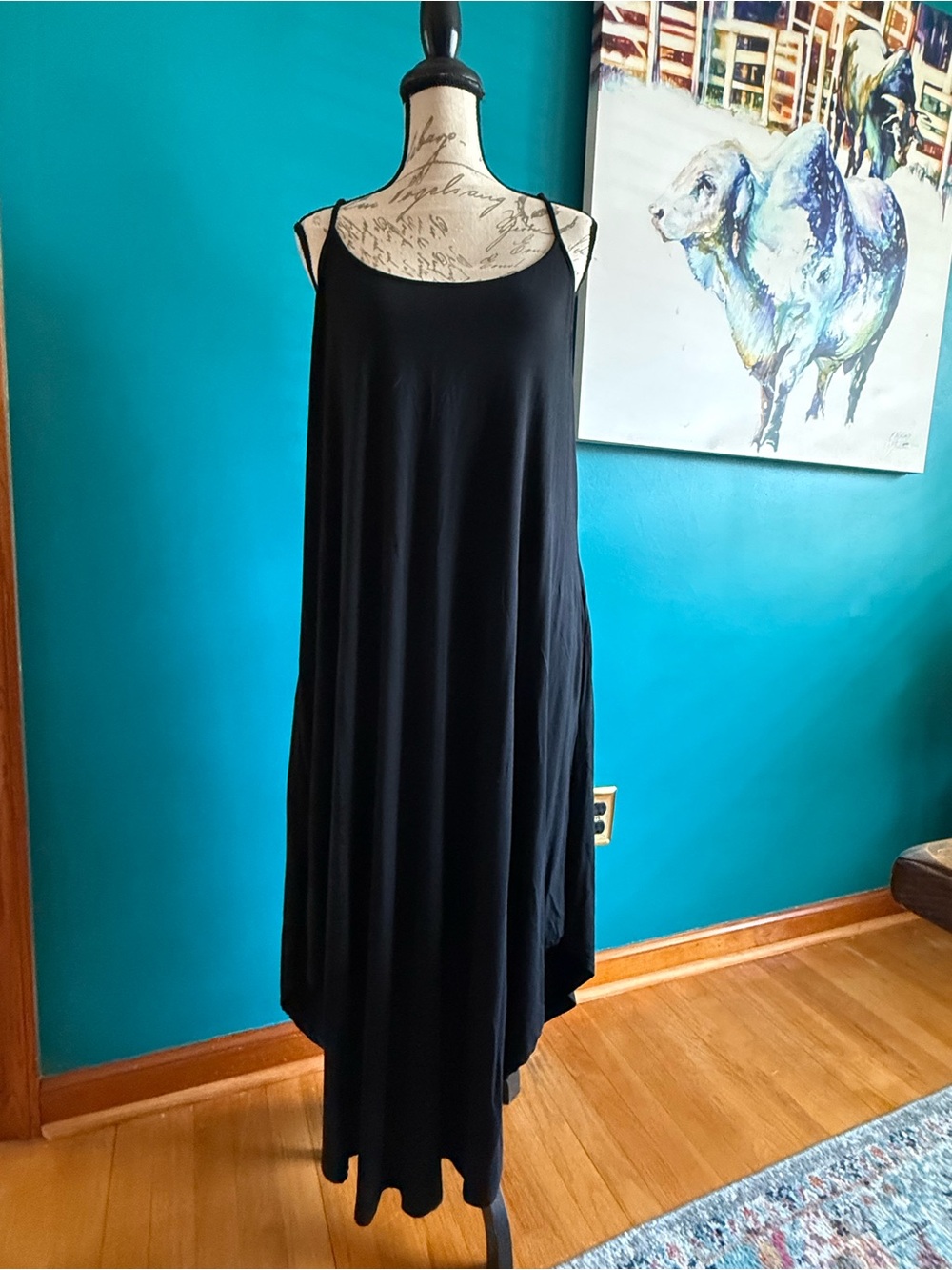 Flowy Black Women's Maxi Slip Dress